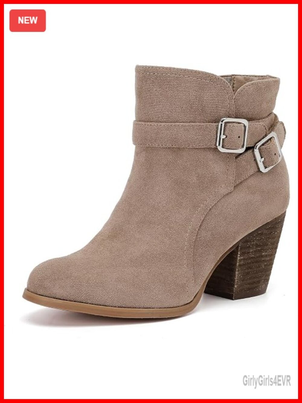 Wide Width Ankle Boots with Side Zipper - Memory Foam Insole - Suede Micro